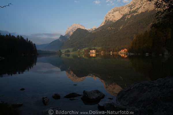 Hintersee Alpen Morgendämmerung Bergseelandschaft Naturbild