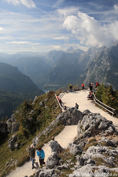 Jenner Bergpanorama Gipfel Felsenwelt über Königssee Besucherplattform Alpensussicht