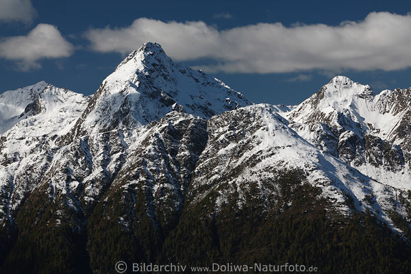 Großer Zunig Gipfelpanorama Naturfoto in Schnee Alpen Osttirol weisse Winterlandschaft