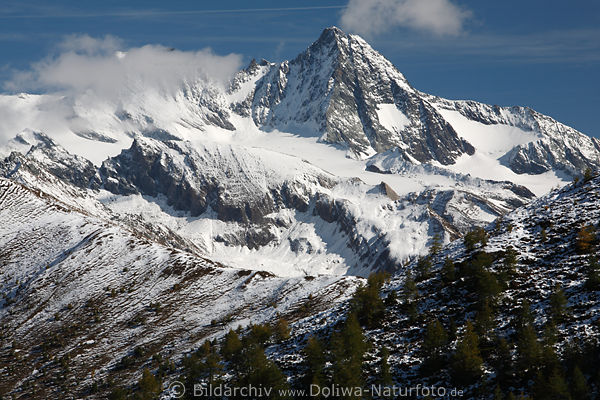 Grossglockner im Schnee Alpengipfel Südpanorama von Osttirol