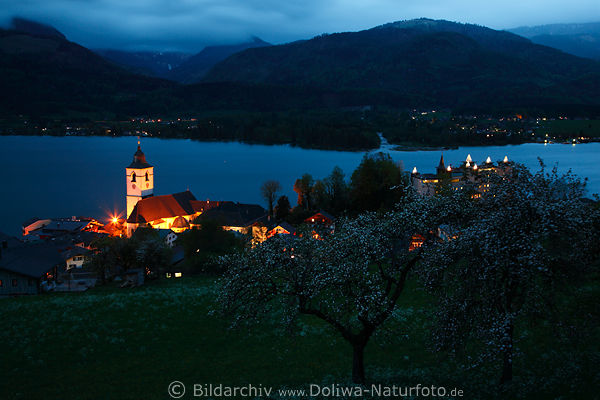 Sankt Wolfgang-See Bergblick Landschaft Nachtpanorama