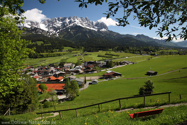 Ellmau Grünwiesen Talpanorama Foto Naturidyll am Wilder-Kaiser Alpenlandschaft