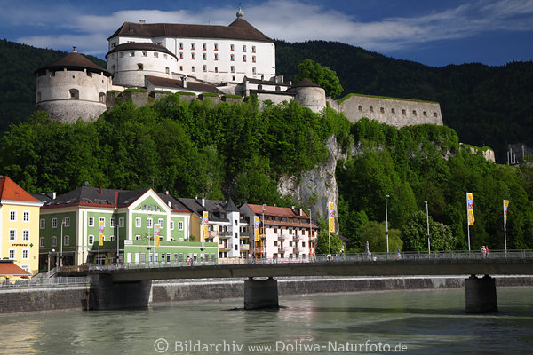 Festung Kufstein Panorama Foto Alpenstadt Häuser Innbrücke Berge Landschaft Bilder