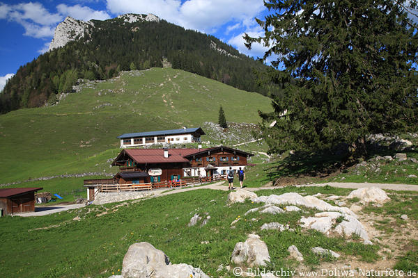 Ritzaualm Wanderer Berggasthof in Alpenkulisse