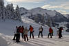 Skiurlauber in Pillerseetal Alpen Winter skifahren am Buchensteinwand