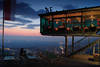 Karren Bergstation Glaspalast Foto Panoramarestaurant in 976 m Höhe mit Dornbirn Nachtpanorama