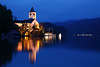 St.Wolfgang Kirche See-Nachtpanorama Blauwasser romantische Lichter