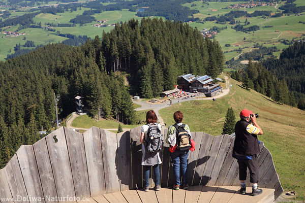 Alpspitze Aussichtsplattform Besucher ber Allgu Naturpanorama in Tiefe Berghtte Gipfelsicht