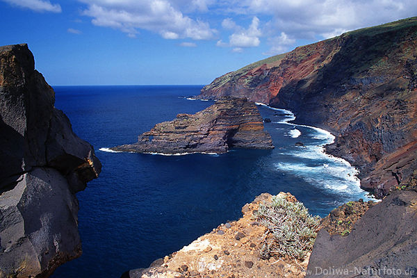 Garafia Wildkste Insel La Palma Meeresbucht Brandung Steilfelsen