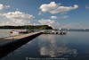 Steg ins Wasser Lwentin See Masuren Landschaft WolkenStimmung Panorama Foto in Rydzewen