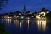 Diessenhofen Nachtbild am Rhein Wasserromantik Schweiz-Süduferstadt