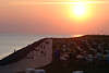 Sonne ber Bsum MeerPromenade Strandkrbe Abendromantik Foto Nordseekste roter Horizont