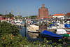 Eckernfrde Hafen Foto mit Rundturm Boote Port Ankerplatz