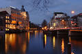 Amsterdam Romantik Nachtlichter in Gracht Amstel-Wasser Brcken Landschaft Panorama
