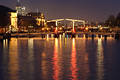 Amsterdam Brcken Schleuse-Lichter Nachtfoto Spiegelung in Wasser Romantik City-Gracht Magere Brug + Skinny Bridge