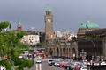 St.Pauli - Landungsbrcken Strasse zum Elbtunnel, Turm mit Uhr & G.- Adolf Kirche am Hafentor