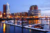 Hamburg Hafen Winter-Landschaft Fotokunst Dmmerungslicht Abendstimmung